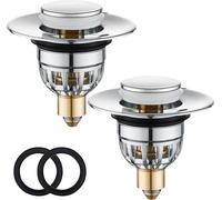 Lot de 2 bouchons de WC à ressort, bouchon de baignoire en acier inoxydable, bouchon de baignoire à pression, bouchon de remplacement pour WC, bouchon filtrant avec noyau à ressort pour orifice d'évac