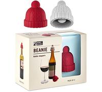 Lot de 2 bouchons décoratifs en silicone dans une boîte cadeau, bouchons fantaisie en liège, boissons et vin, bouchons de bouteille de champagne (rouge et gris)