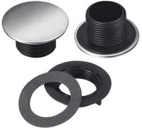 Lot de 2 bouchons d'obturation en acier inoxydable pour robinet d'évier de cuisine de 36 mm pour trous de robinet de 26 à 32 mm Argenté pour lavabo, salle de bain, baignoire Design anti-fuite facile à