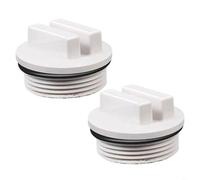 Lot de 2 bouchons filetés en polycarbonate blanc pour conduites de retour d'hivernage, joint de valve de vidange et test de pression, adaptateur de bouchon de ligne de piscine