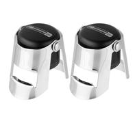 Lot de 2 bouchons | Pétillant préservé plus longtemps, Fermeture sur goulot, Inox et silicone, Format 5,5 x 3,5 cm, Lot de 2 bouchons, Plastique