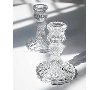 Lot de 2 bougeoirs Coniques en Verre Transparent de 10,2 cm de Haut pour Bougies de Ø 2 cm, Support décoratif en Cristal pour Table de Mariage, Salle à Manger, fête