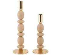 Lot de 2 bougeoirs Shuttle en métal rose et doré Imprimé G