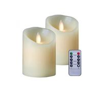 Vivezen Bougies à LED Lot de 2 10 cm en cire avec télécommande, flamme vacillante