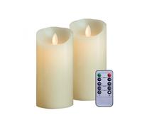 Vivezen Bougies LED - Lot de 2 15 cm en cire, télécommande, flamme vacillante - beige G