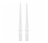 Lot de 2 bougies de chandelier voulues laquées artisanales - Hauteur 40 cm - Cereria Di Giorgio - Couleur blanche