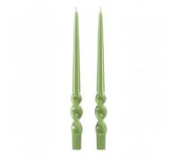 Lot de 2 bougies de chandelier voulues laquées artisanales - Hauteur 40 cm - Cereria Di Giorgio - Couleur pistache
