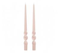 Lot de 2 bougies de chandelier voulues laquées artisanales - Hauteur 40 cm - Cereria Di Giorgio - Couleur poudre