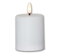 Lot de 2 bougies LED d'extérieur "PAULA", bougie commémorative en plastique blanc, lumière blanc chaud, hauteur 10 cm, diamètre 6,1 cm, minuterie et capteur crépusculaire