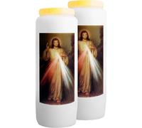 Lot de 2 Bougies Neuvaines - Le Christ Miséricordieux - brûle 9 Jours / 100% végétale