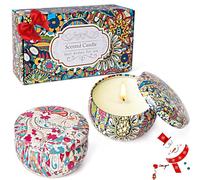 Lot de 2 bougies parfumées de Noël, pour femme, petite bougie parfumée, aromathérapie, cire de soja, avec citron et jasmin, kit cadeau pour calendrier de l'Avent, anniversaire, Saint-Valentin, fête