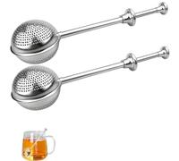 Lot de 2 Boule a The - Infuseur thé avec Poignée Télescopique en Acier Inoxydable 304 - Boule à Thé - Cuillère à Thé - Filtre a The pour Infusion en Vrac, Sucre, Farine, épices (B)