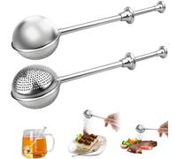 Lot de 2 Boule a The - Infuseur thé avec Poignée Télescopique en Acier Inoxydable 304 - Boule à Thé - Cuillère à Thé - Filtre a The pour Infusion en Vrac, Sucre, Farine, épices (A)