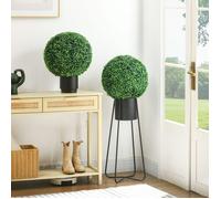 Lot de 2 boules de buis artificielles Ø40 cm avec protection UV, plastique vert, intérieur extérieur