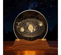 Lot de 2 boules de cristal 3D planète avec socle Système solaire Boule de cristal créative Scène de nuit Astronomie Boule 3D Système solaire Boule de cristal pour Noël, Saint-Valentin, anniversaire