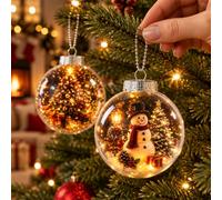 Lot de 2 boules de Noël lumineuses à suspendre | Boules de Noël avec LED blanc chaud - Décoration à suspendre pour sapin de Noël et bonhomme de neige