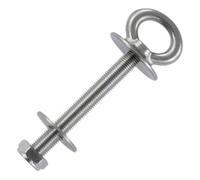 Lot de 2 boulons à œil avec col 6 x 60 - En acier inoxydable A4 - Avec filetage métrique, rondelle et écrou
