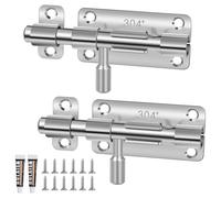 Lot de 2 Boulons de porte en acier inoxydable,serrure à pêne avec 12 vis,targette de porte,serrure à pêne, petit pêne de porte,serrure coulissante pour Salle De Bain Toilettes Jardin Abri De Jardin
