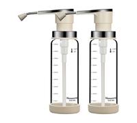 Lot de 2 bouteilles de sirop de café de 450 ml - Distributeur à pompe anti-fuite - Récipient de stockage de liquide de qualité alimentaire - Kit distributeur de sirop de sauce rechargeable