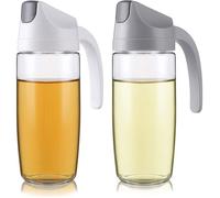 Lot de 2 bouteilles distributrices d'huile d'olive à bascule automatique de 600 ml, récipient en verre anti-fuite avec poignée anti