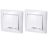 Lot de 2 Boutons Poussoir Encastrés avec Symbole Lumineux + Éclairage LED - Interrupteur Poussoir - Système de Bornes Enfichables - Série G1 - Blanc Pur