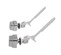 Lot de 2 boutons poussoirs latéraux pour chasse d'eau - Poignée de rechange en plastique argenté et blanc - Compatible avec la plupart des réservoirs de toilettes standard - Facile à installer pour la