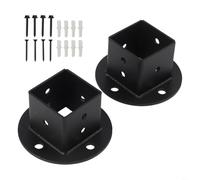 Lot de 2 brides d'ancrage carrées solides pour clôture en bois, terrasse, pergola, boîte aux lettres, support de montage noir