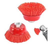 Lot de 2 brosses à pot pour meuleuse d'angle M14 en nylon - Diamètre : 75 mm - Brosse en nylon - Pour l'ébavurage, l'élimination de la rouille et de la peinture