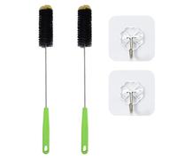 Lot de 2 brosses à vin avec 2 crochets, longue brosse de nettoyage pour bouteilles, brosse de nettoyage flexible pour nettoyer les bouteilles de bière, les tasses à thé, les bouteilles d'eau, les
