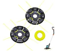 Lot de 2 brosses de désherbage pour débroussailleuse, bobine de fil de rechange pour débroussailleuse, avec fil en nylon de 15 m, brosse à herbes sauvages et débroussailleuse, accessoires pour