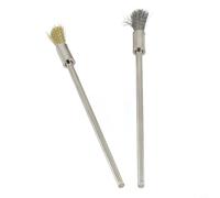 Lot de 2 brosses métalliques avec tige de 3 mm pour outils rotatifs, roues en acier et cuivre pour enlever la rouille, ébavurer et polir le métal ou le bois