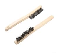 Lot de 2 brosses métalliques en acier inoxydable de 35,6 cm avec manche en bois de 3 x 19 mm, pour enlever la rouille, la peinture et le métal pour la préparation de surface