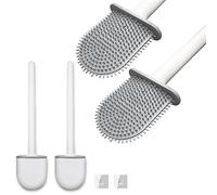 Lot de 2 brosses WC en Silicone avec Pointes en Silicone, séchage Rapide, Brosse pour Toilettes, Baignoire, Salle de Bain avec Support Mural, Brosse de Nettoyage créative avec Base adhésive.