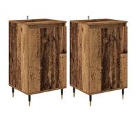 Lot de 2 Buffet - vidaXL - rangement salon - bois - bois ancien - 40 x 35 x 70 cm - 1 porte à charnières{nxx18y}