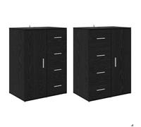 Lot de 2 Buffets avec Tiroir Corona - vidaXL - enfilade - bois d'ingénierie - chêne noir - 59 x 39 x 80 cm - 2 portes - avec tiroirs