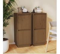 Lot de 2 buffets séjour - vidaXL - meuble de rangement - bois de pin massif - marron miel - 2 portes - 31,5 x 34 x 75 cm &728728