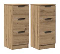 Lot de 2 Buffets - vidaXL - enfilade à tiroirs - bois d'ingénierie - chêne artisanal - 30 x 30 x 70 cm - 3 tiroirs{usv58l}