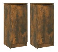 Lot de 2 Buffets - vidaXL - meubles de séjour - bois d'ingénierie - chêne fumé - 30 x 30 x 70 cm - 2 compartiments - avec porte{yhf4