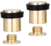Lot De 2 Butées De Porte | Base filetée | Ø 20X25mm | Laiton Mate - Caoutchouc Noir | Outils, Vis + Cheville De Fixation Compris | EVI Herrajes