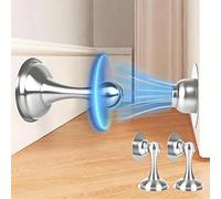 Lot de 2 butoirs de porte magnétiques en acier inoxydable avec ruban adhésif de 3 m - Butoir de porte magnétique avec vis pour le bas de la porte, le sol ou le montage mural
