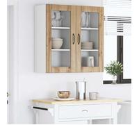 Lot de 2 Cabinets en verre muraux PORTO élégant - ECOHOME - chêne artisanal - 40 x 31 x 80 cm - 4 portes - 6 étagères@277140