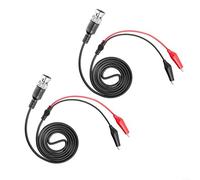 Lot de 2 câbles BNC vers double pince crocodile de 120 cm pour sondes d'oscilloscope avec pinces crocodiles centrales de 40 mm et construction coaxiale d'impédance de 50 Ohm