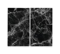 Lot de 2 Cache-plaques Zeller en marbre, pour plaques Cuisson, Céramique, Noir marbré, 30 x 52 x 1 cm