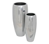Lot de 2 Cache-Pot en Métal The Palm Resort 70cm Argent