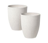 Lot de 2 Cache-Pots Blanc Cassé en Polyrésine et Fibres de Verre 35 cm Croton