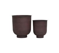 Lot de 2 cache-pots en métal bordeaux, modulables, à poser, intérieur/extérieur - House Doctor, Vig - 30x30x35 cm