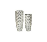 Mauro Ferretti - Cache-pot en métal Silvy argenté - Lot de 2 - Ø 37x92x-32x75 cm