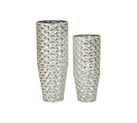 Mauro Ferretti - Cache-pot en métal Silvy argenté - Lot de 2 - Ø 37x92x-32x75 cm