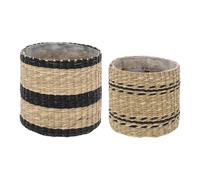 Set de 2 pots ""Lumière d'hiver"" en paille D14/16cm - Atmosphera Créateur d'intérieur