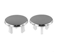 Lot de 2 cache-trop-pleins pour lavabo de salle de bain - Garniture ronde chromée pour trous de vidange standard de 22 mm à 24 mm - Insert en plastique argenté